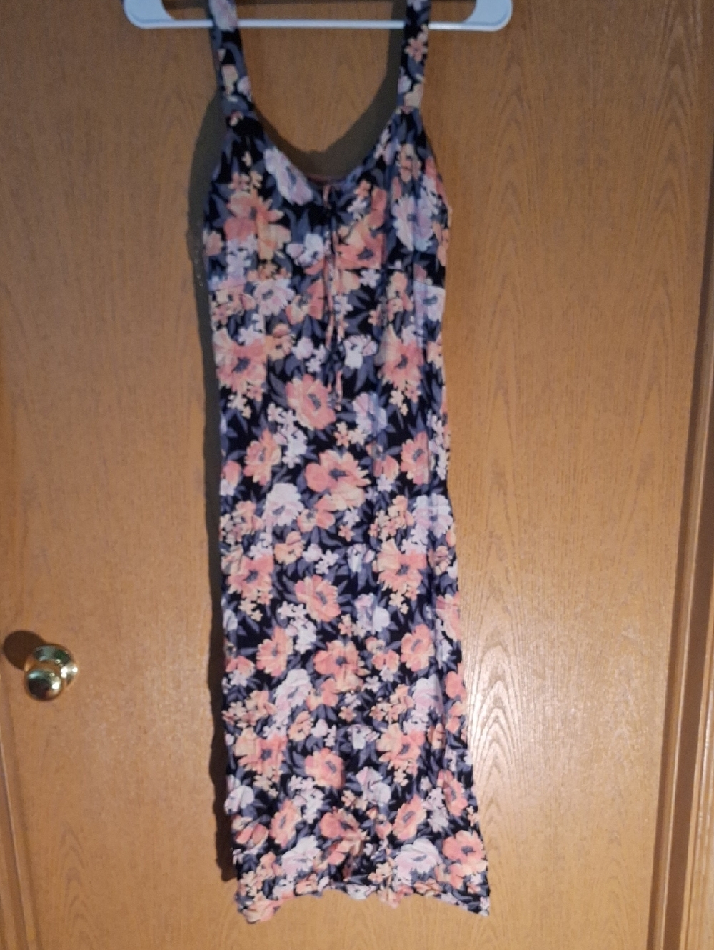SO Floral Midi Dress in Navy with Pink and White Flowers